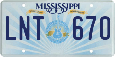 MS license plate LNT670