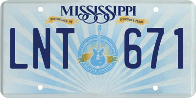 MS license plate LNT671