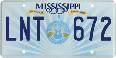 MS license plate LNT672