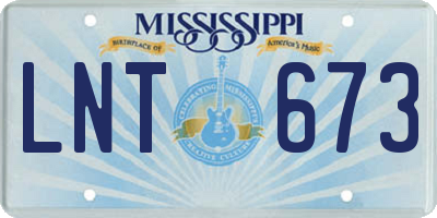 MS license plate LNT673