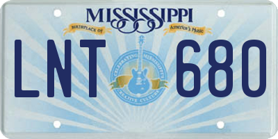 MS license plate LNT680