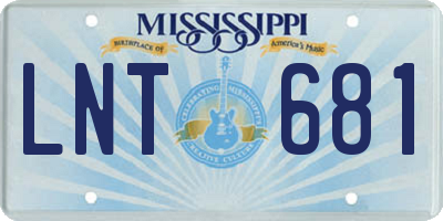 MS license plate LNT681