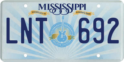 MS license plate LNT692
