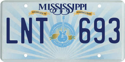 MS license plate LNT693