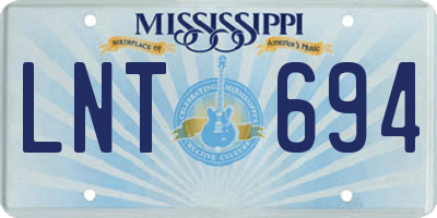 MS license plate LNT694