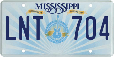 MS license plate LNT704