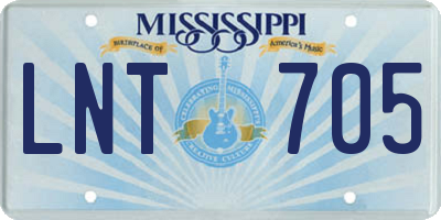 MS license plate LNT705