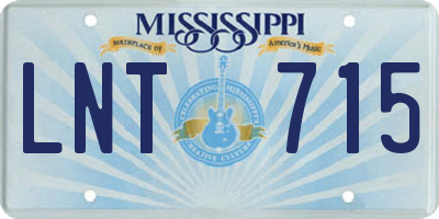 MS license plate LNT715