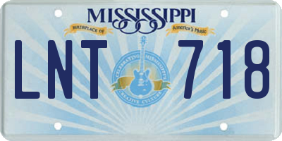 MS license plate LNT718