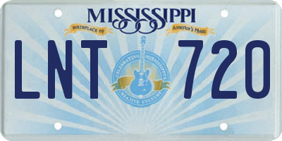 MS license plate LNT720