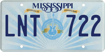 MS license plate LNT722