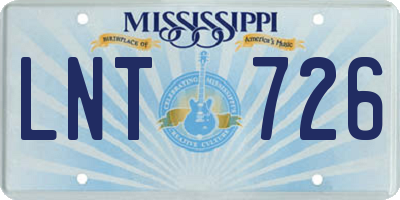 MS license plate LNT726