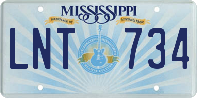 MS license plate LNT734