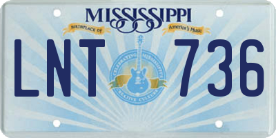 MS license plate LNT736