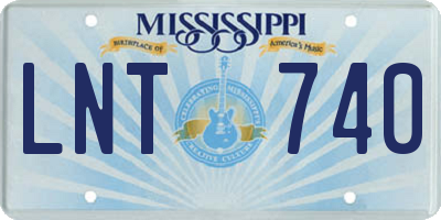 MS license plate LNT740