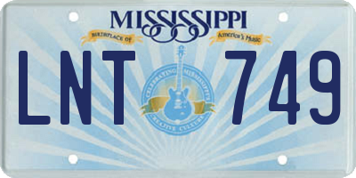 MS license plate LNT749