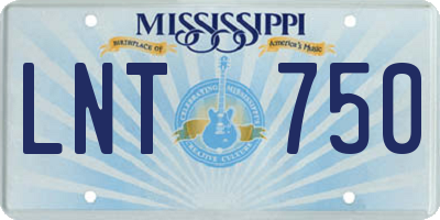 MS license plate LNT750