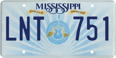 MS license plate LNT751