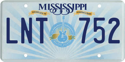 MS license plate LNT752