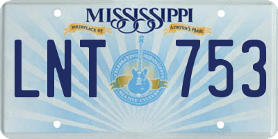 MS license plate LNT753