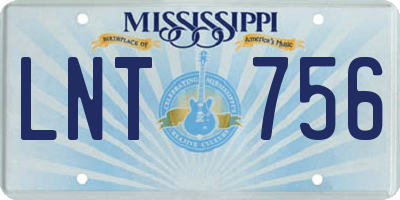 MS license plate LNT756