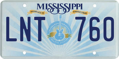 MS license plate LNT760