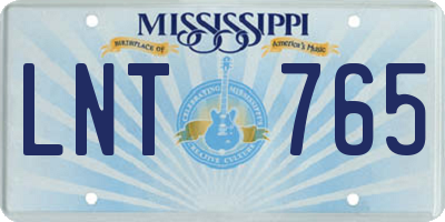 MS license plate LNT765
