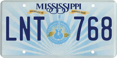 MS license plate LNT768