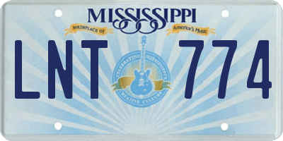 MS license plate LNT774