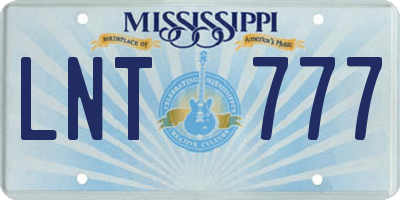 MS license plate LNT777