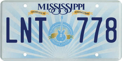 MS license plate LNT778