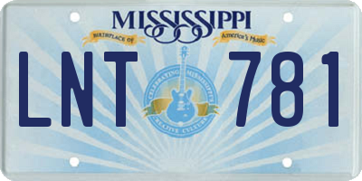 MS license plate LNT781