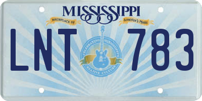 MS license plate LNT783