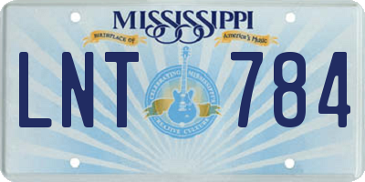 MS license plate LNT784