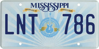 MS license plate LNT786