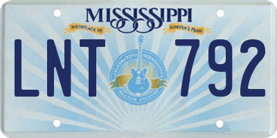MS license plate LNT792