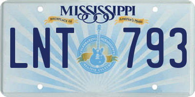 MS license plate LNT793