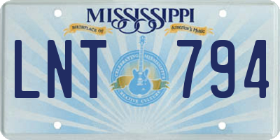 MS license plate LNT794