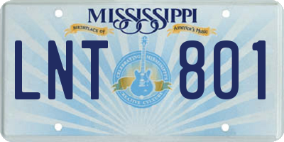 MS license plate LNT801