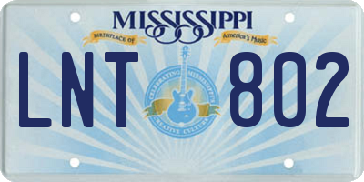 MS license plate LNT802