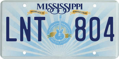 MS license plate LNT804