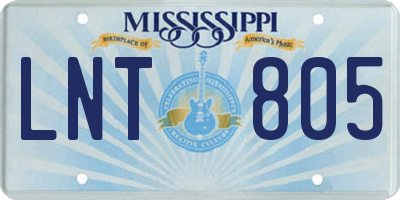 MS license plate LNT805