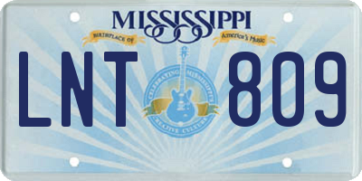 MS license plate LNT809