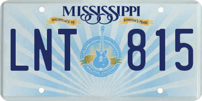 MS license plate LNT815