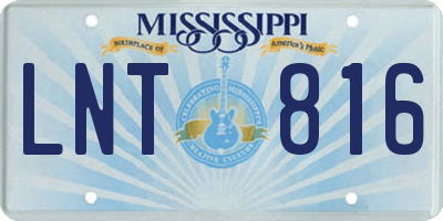 MS license plate LNT816
