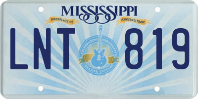 MS license plate LNT819