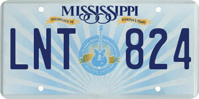 MS license plate LNT824