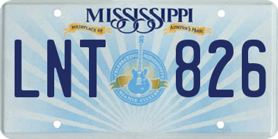 MS license plate LNT826