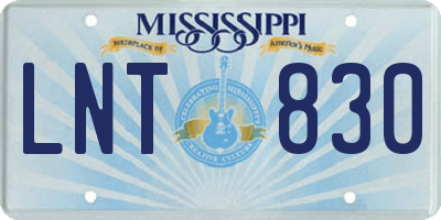 MS license plate LNT830