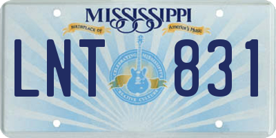 MS license plate LNT831